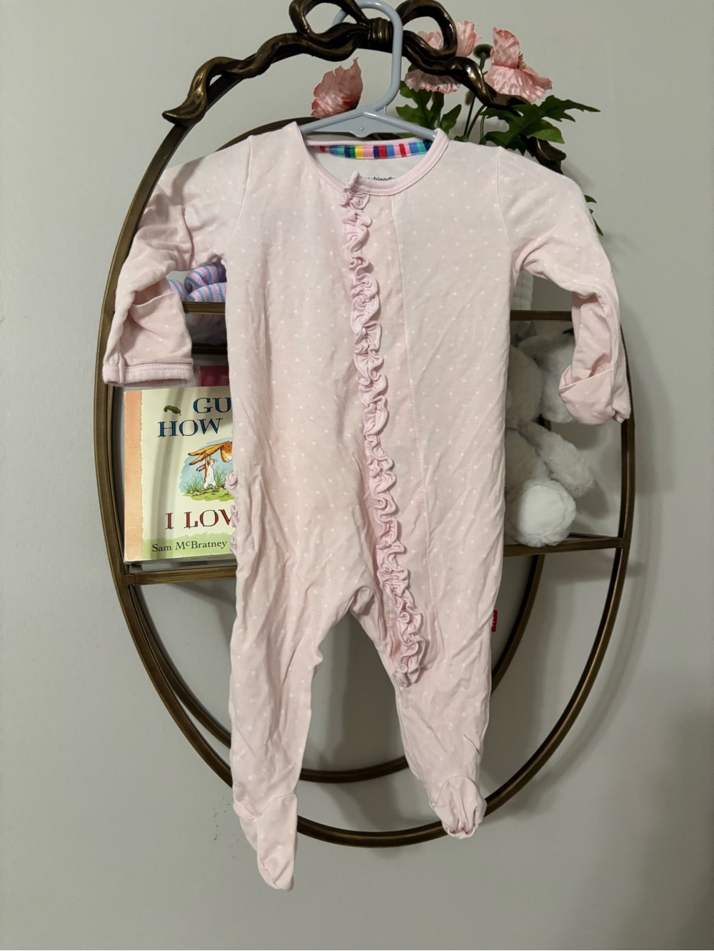 Magnetic Me Light Pink Ruffle Front Footed One-Piece